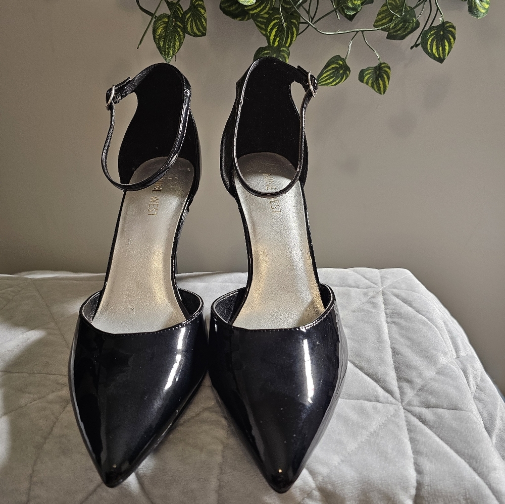 Nine West  New Patent Leather Black Pointy Toe Women's Heels No Box Sz 10